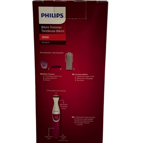 Philips Bikini Trimmer 2000 with Accessories BRT381/15 Pink - NEW IN BOX - Picture 2 of 3